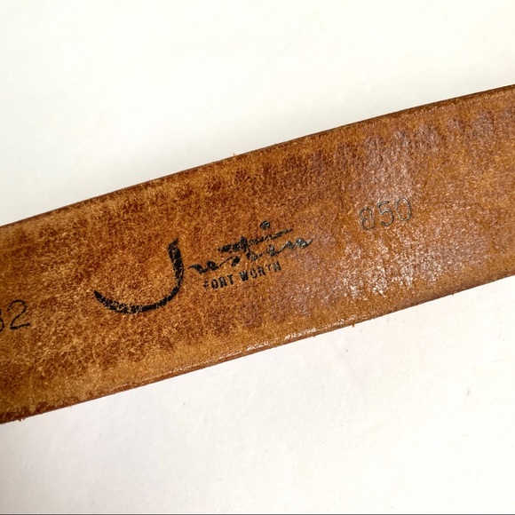 Vintage Tooled Brown Leather Belt Silver Western - Picture 8 of 11